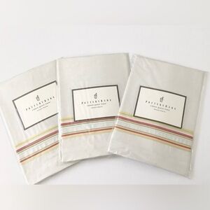 Pottery Barn Ribbon Guest Towels – Set of 3 | 100% Linen Multicolor Trim NWOT